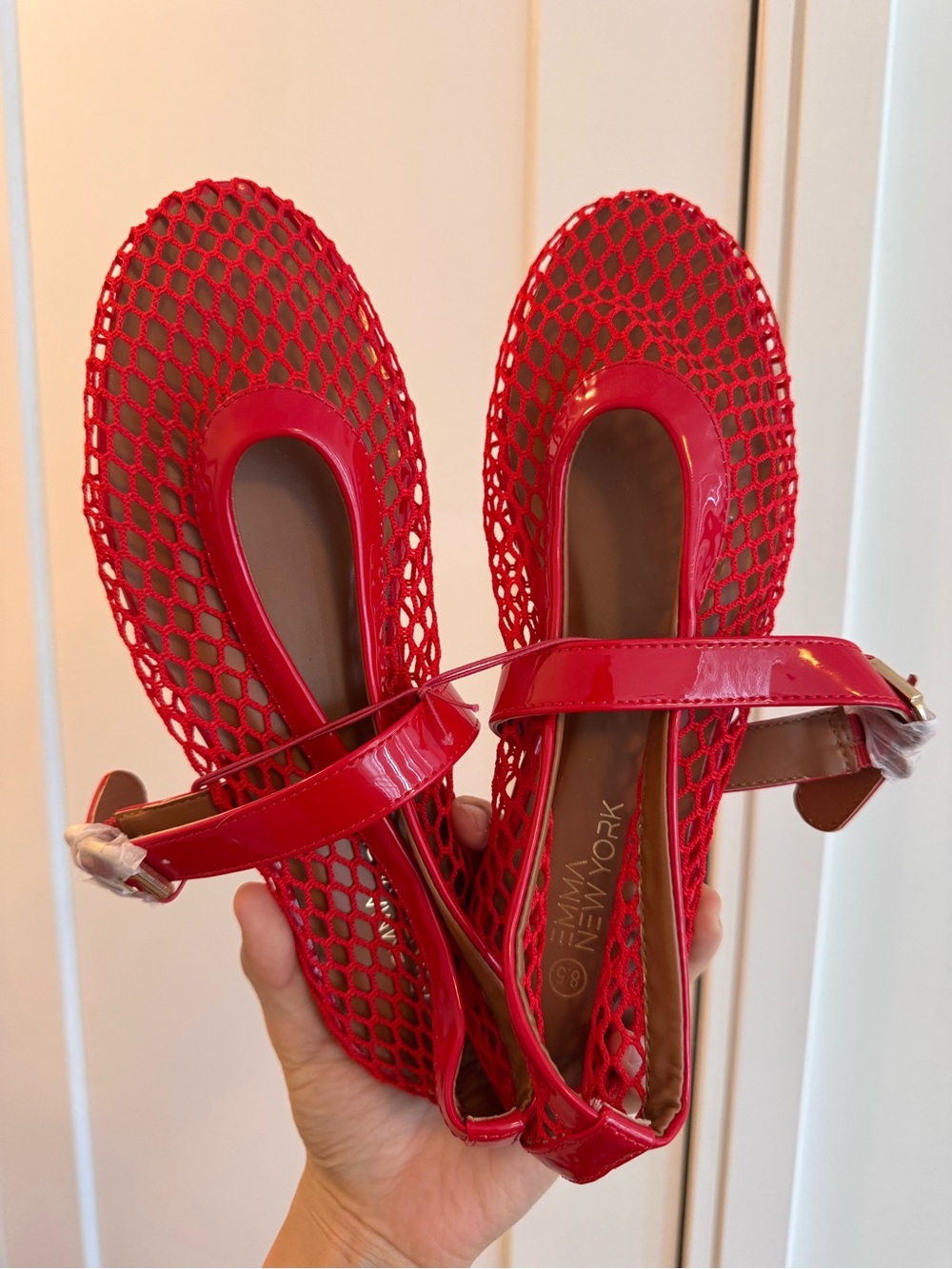 Red Mesh Mary Jane Flats